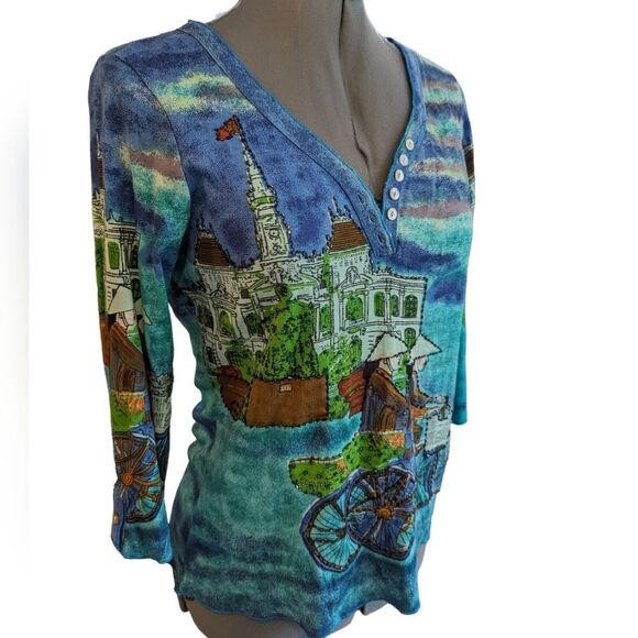 ‎Vintage Asian print beaded top - Picture 3 of 13